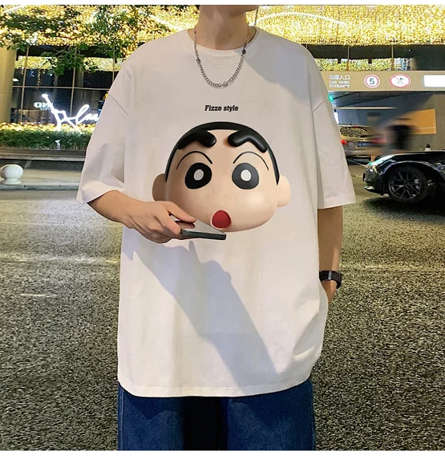 Men's Heavyweight Cotton Cartoon Tee Loose Detail