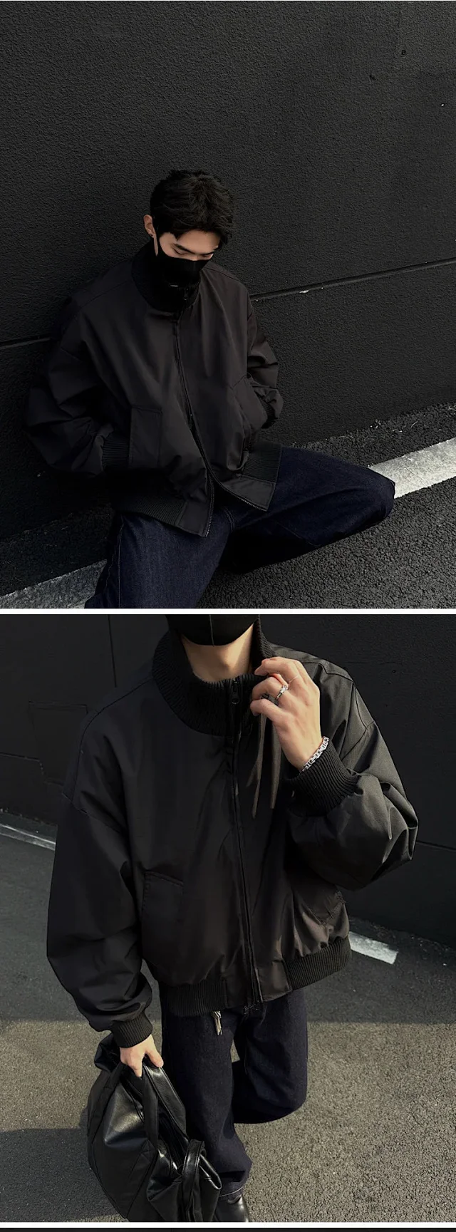 Men's Vintage Oversized Bomber Jacket Detail