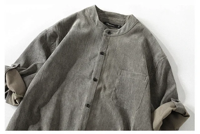 Men's Mid-Sleeve Vintage Korean Corduroy Shirt Detail