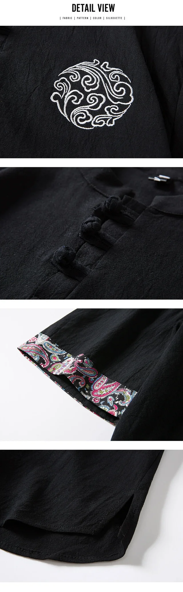 Big Men's Retro Tang Linen Tee Detail