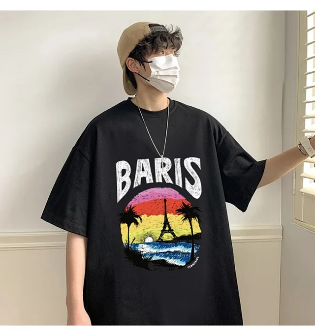 Men's Heavyweight Cotton Oversized Streetwear Tee Detail