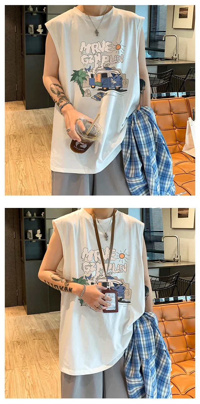 Men's Printed Loose Tank Top Detail