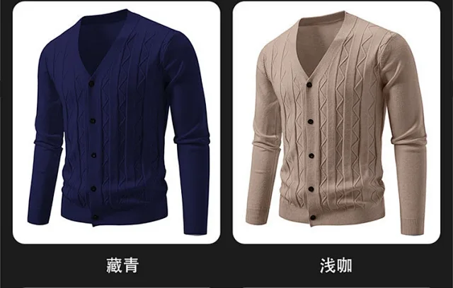 Men's Autumn Winter Knit Cardigan Korean Trendy Detail