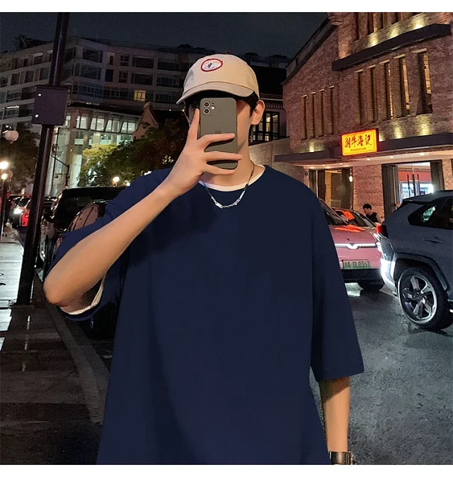 Men's Summer Oversized Heavyweight Cotton T-Shirt Detail