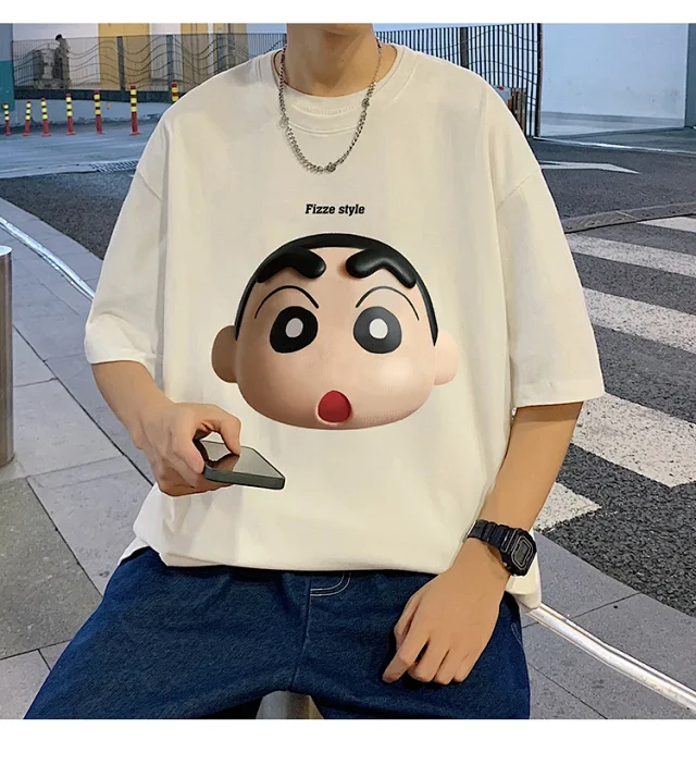 Men's Heavyweight Cotton Cartoon Tee Loose Detail