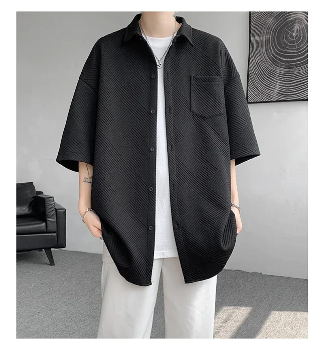Baroque Japanese Men's Boyfriend Short-Sleeve Shirt Detail