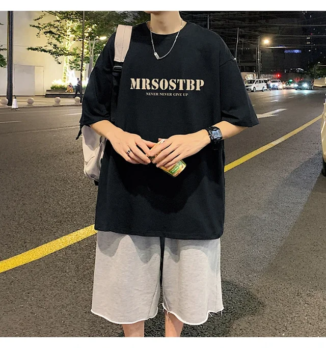 Men's Oversized Cotton Tee 2025 Rose-Print Detail