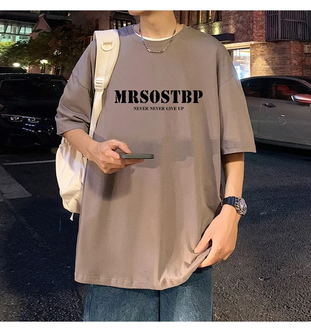 Men's Oversized Cotton Tee 2025 Rose-Print Detail
