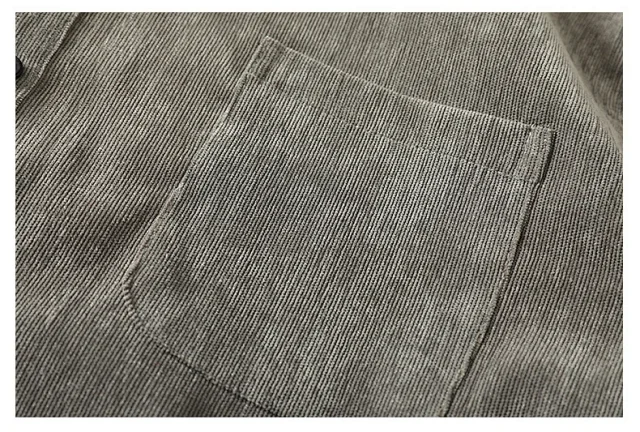 Men's Mid-Sleeve Vintage Korean Corduroy Shirt Detail