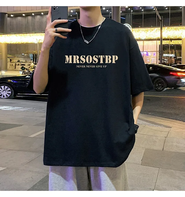 Men's Oversized Cotton Tee 2025 Rose-Print Detail