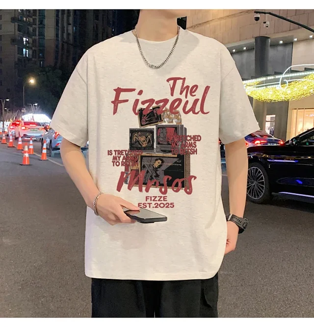 Men's Trendy Oversized Heavyweight Cotton T-Shirt Detail
