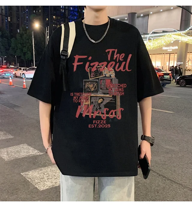 Men's Trendy Oversized Heavyweight Cotton T-Shirt Detail
