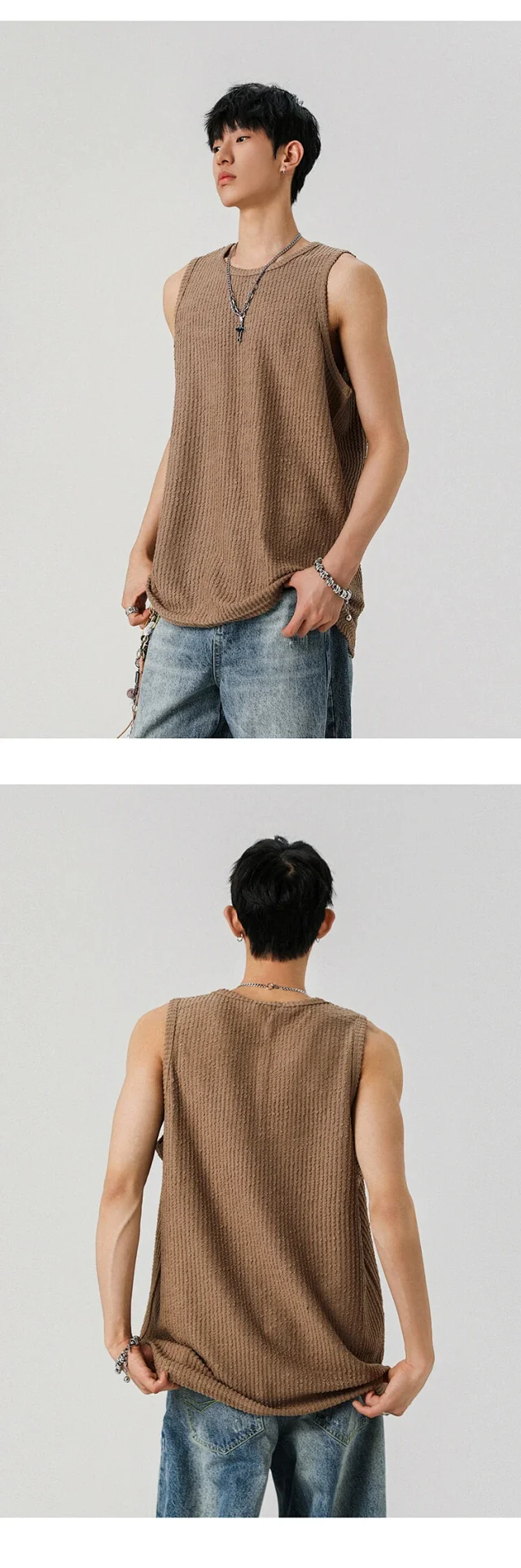 Men's Relaxed Street Sleeveless Vest Detail