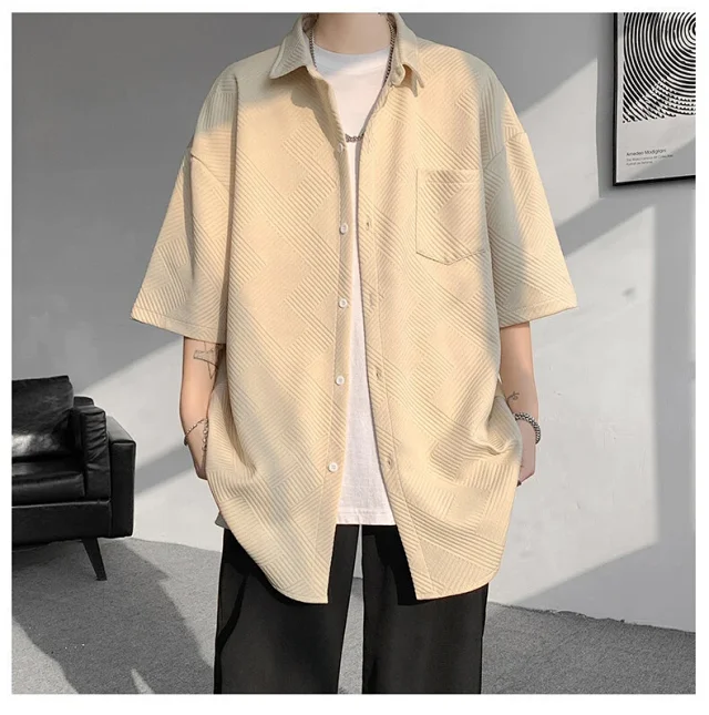 Baroque Japanese Men's Boyfriend Short-Sleeve Shirt Detail