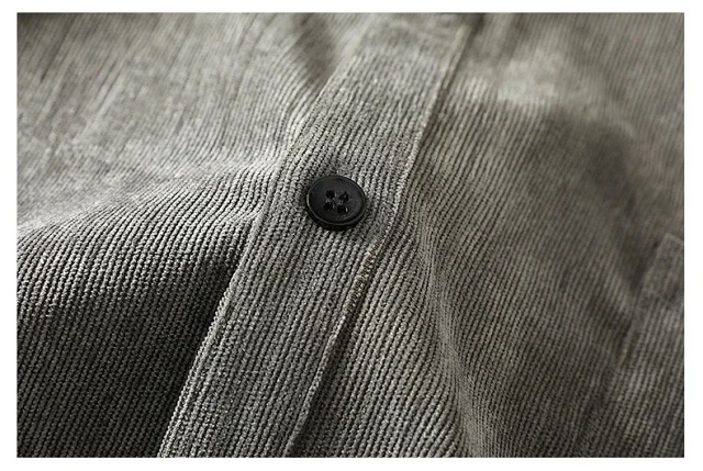 Men's Mid-Sleeve Vintage Korean Corduroy Shirt Detail