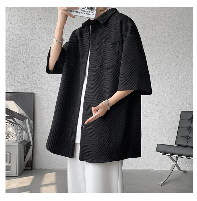 Baroque Japanese Men's Boyfriend Short-Sleeve Shirt Detail