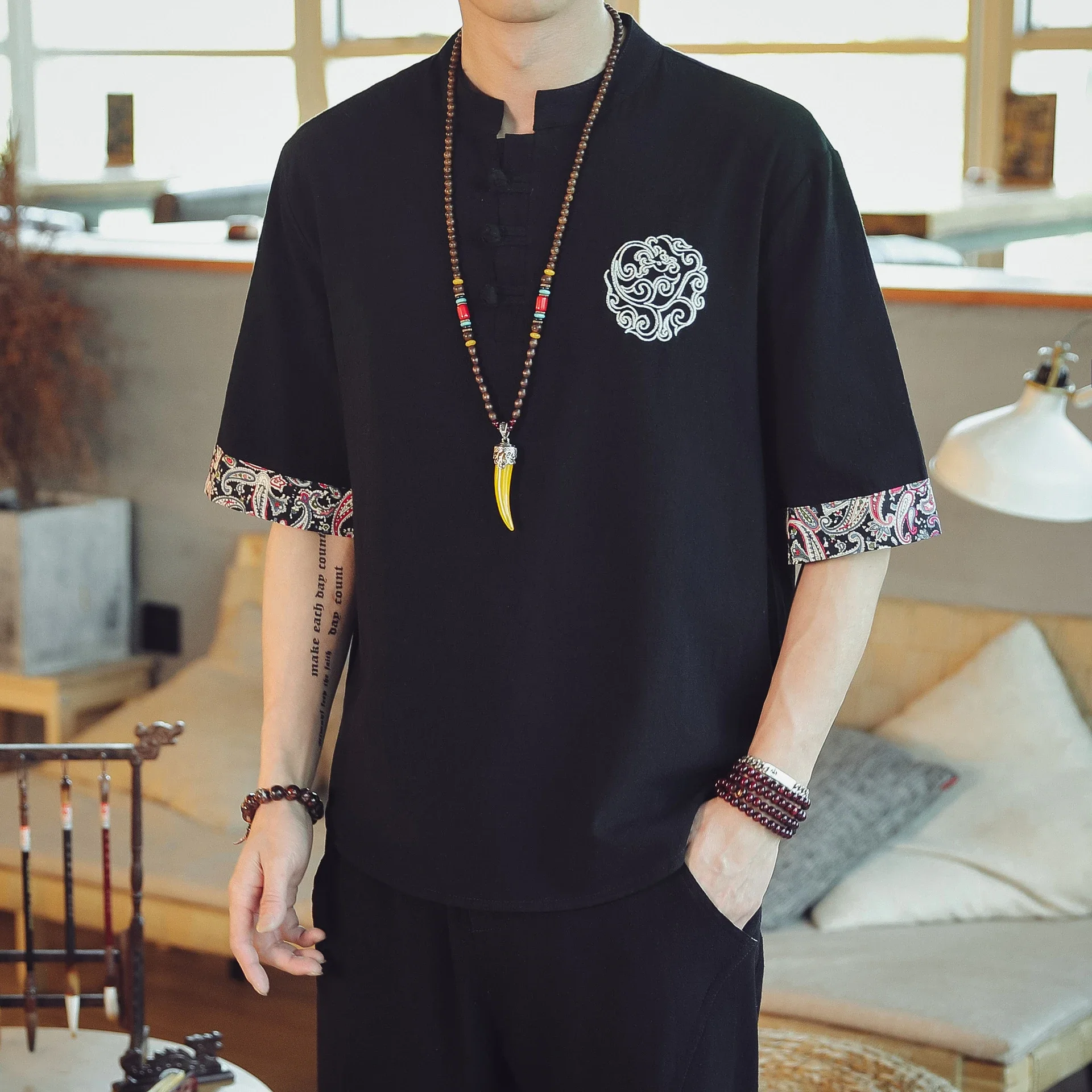 Big Men's Retro Tang Linen Tee