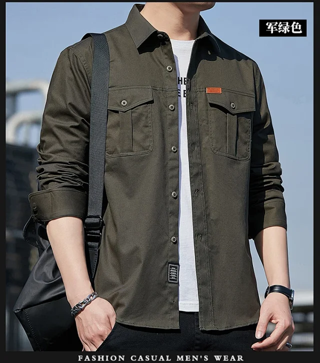 Men's Casual Work Long Sleeve Shirt Detail