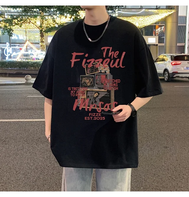 Men's Trendy Oversized Heavyweight Cotton T-Shirt Detail