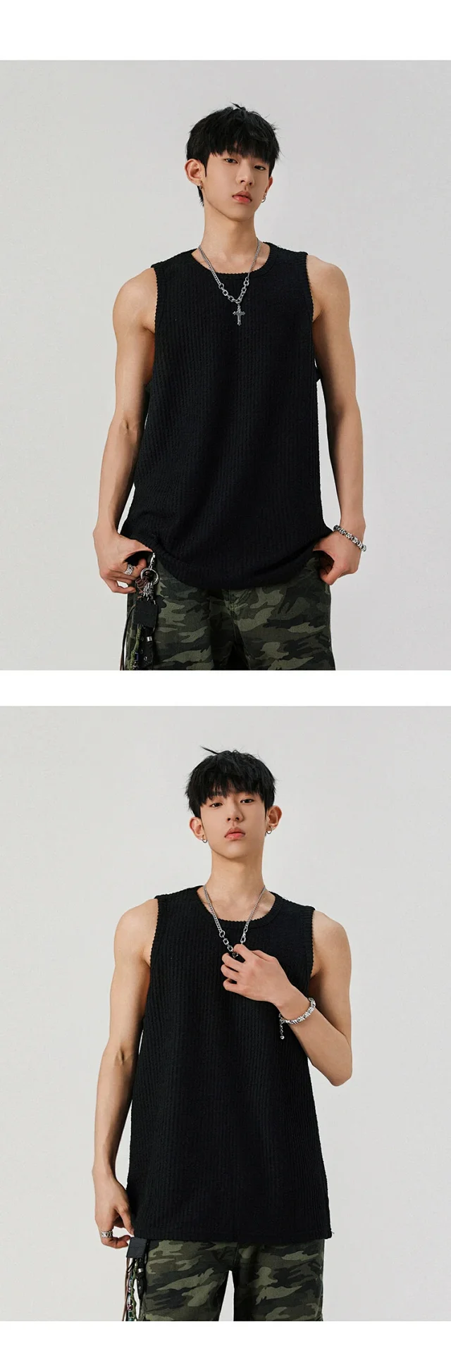 Men's Relaxed Street Sleeveless Vest Detail
