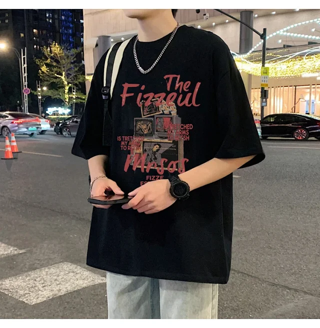 Men's Trendy Oversized Heavyweight Cotton T-Shirt Detail