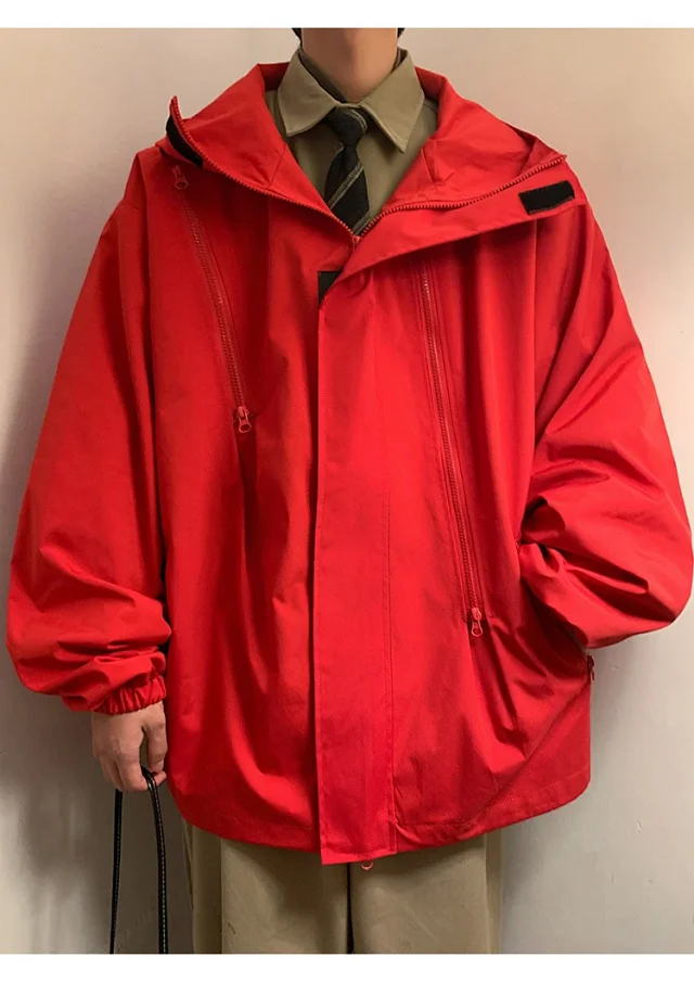 Men's HK Style A/W Loose Warm Hooded Jacket Detail