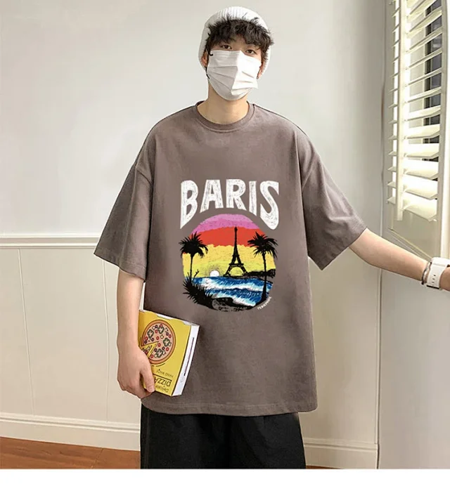 Men's Heavyweight Cotton Oversized Streetwear Tee Detail