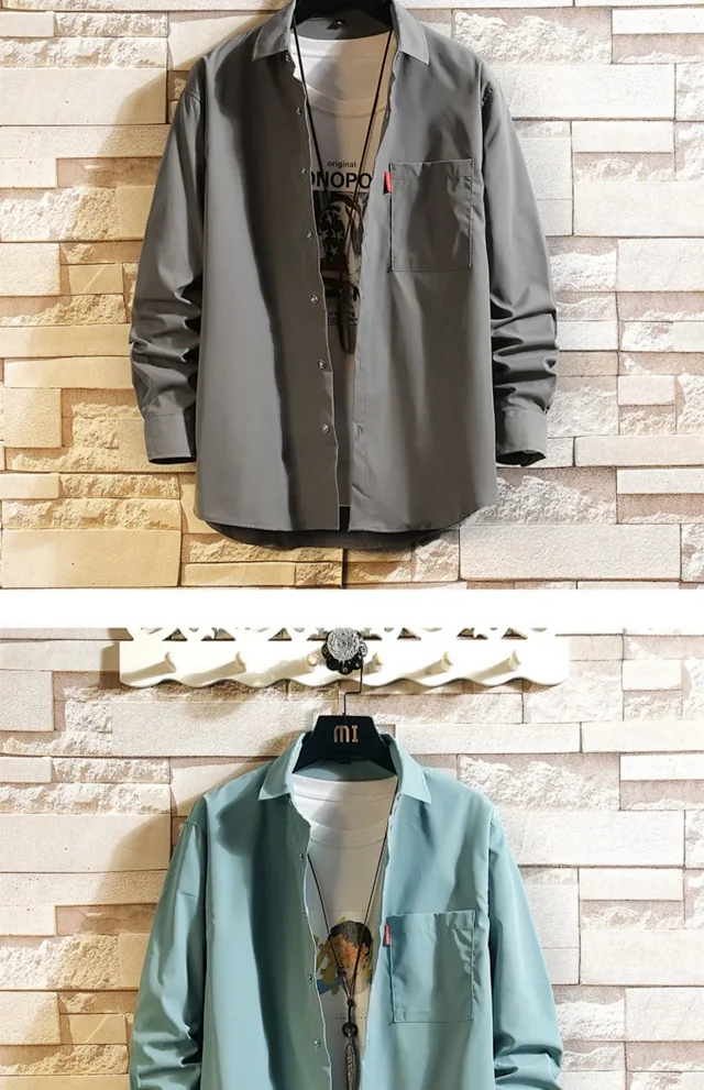 Men's Plus Size Preppy Autumn Shirt Detail