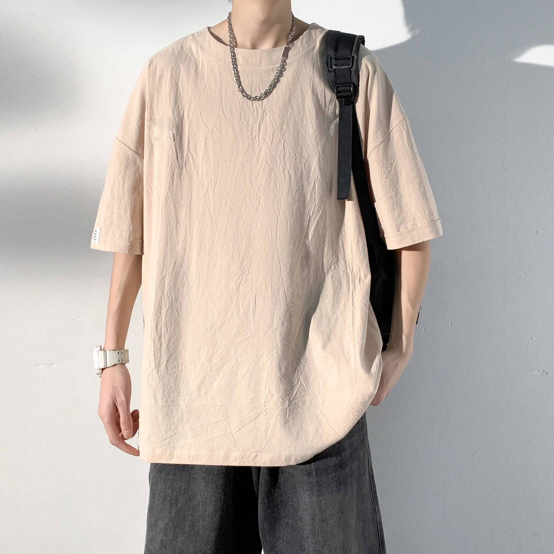 Men's Linen-Like Oversized Summer Tee