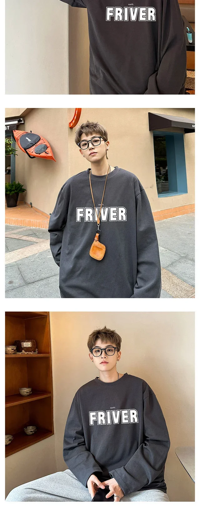 Men's Oversize Cotton Long Sleeve Tee Detail