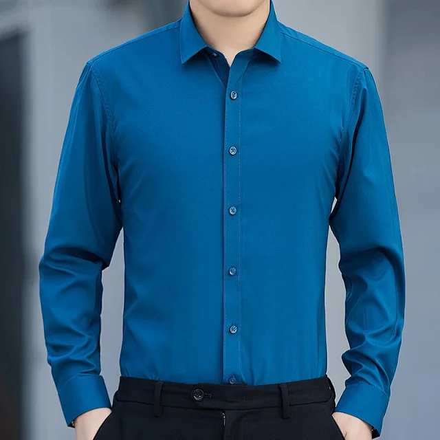 Men's Slim-Fit Wrinkle-Free White Shirt Detail