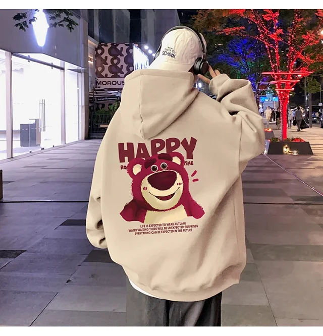 Men's Strawberry Bear Heavy Fleece Hoodie Detail