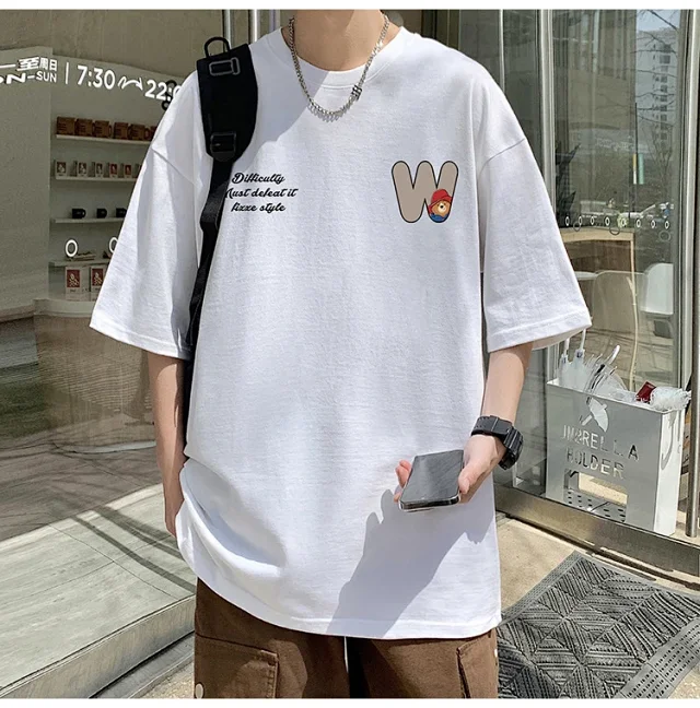 2025 Men's Bear Print Heavyweight Cotton T-shirt Detail
