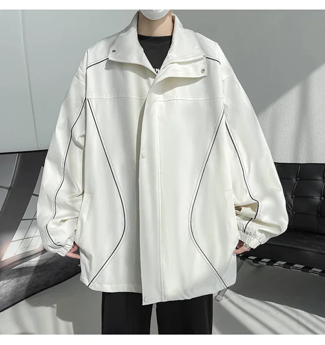 Men's Burgundy Hip-Hop Hooded Bomber Jacket Detail