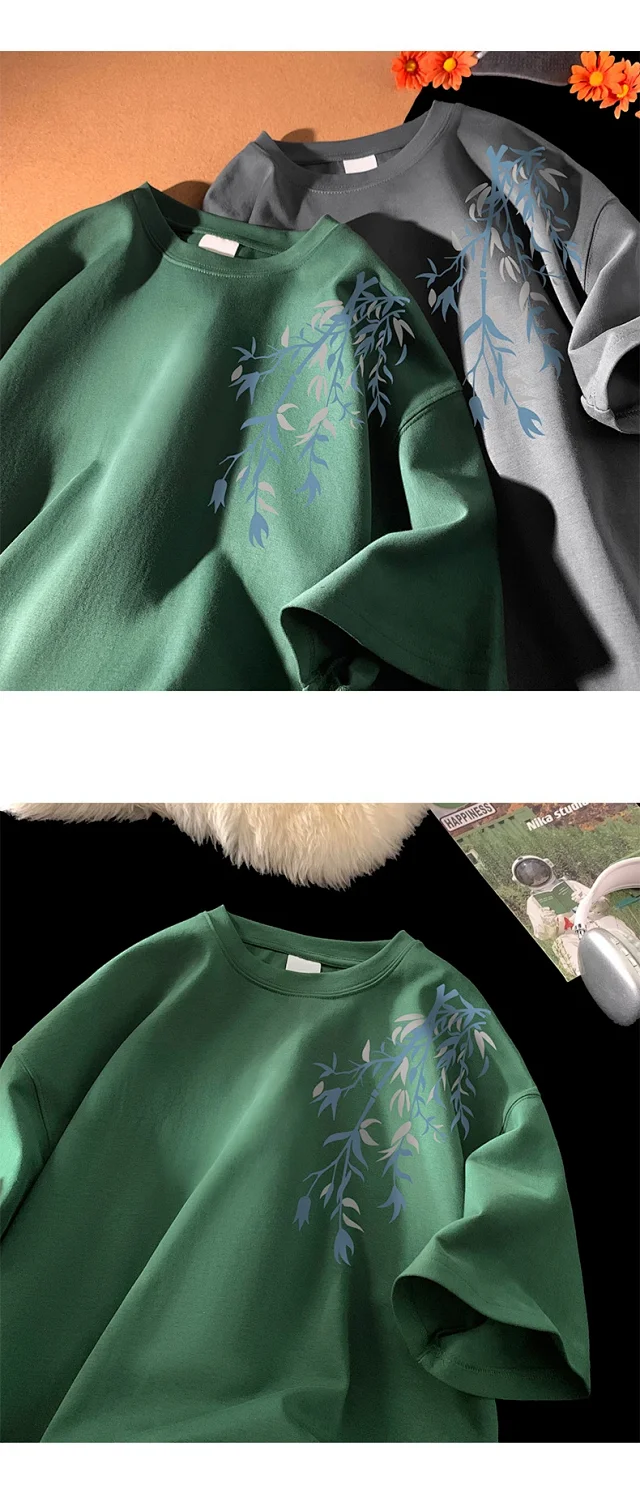 Men's Chinese-Style Printed Heavyweight Cotton Tee Detail