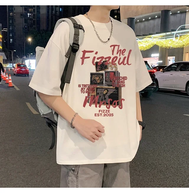 Men's Trendy Oversized Heavyweight Cotton T-Shirt Detail