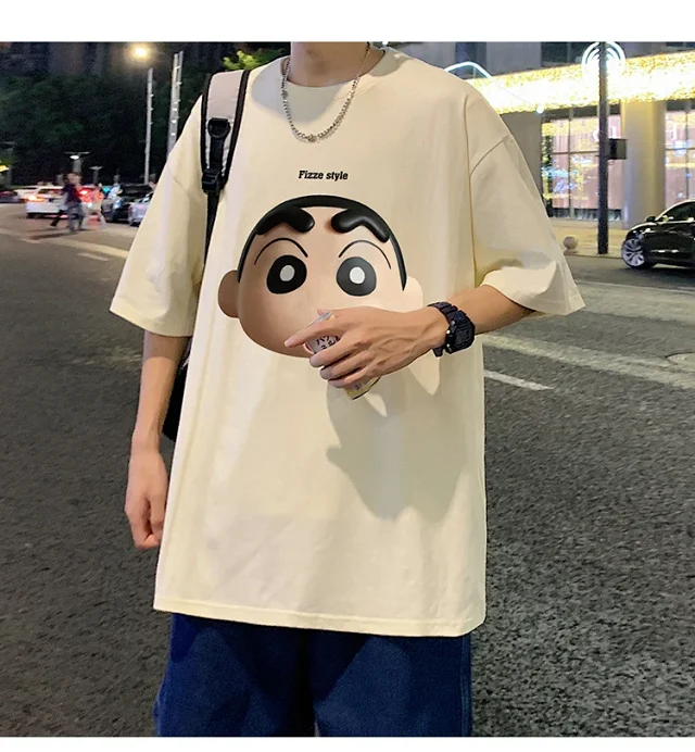 Men's Heavyweight Cotton Cartoon Tee Loose Detail