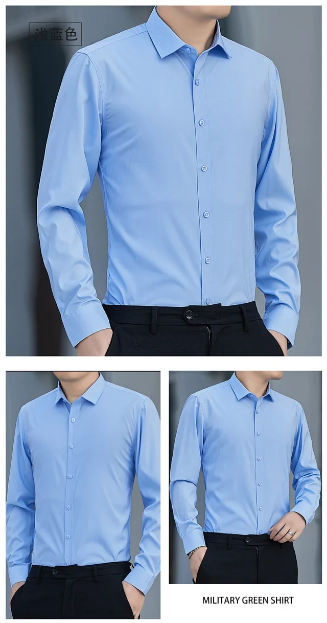 Men's Slim-Fit Wrinkle-Free White Shirt Detail