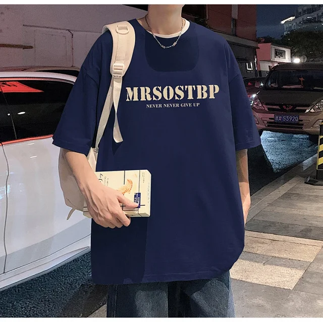 Men's Oversized Cotton Tee 2025 Rose-Print Detail