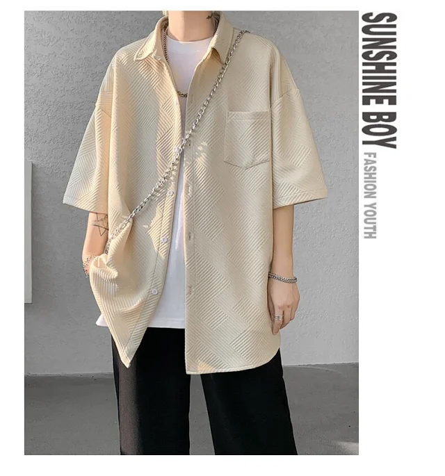 Baroque Japanese Men's Boyfriend Short-Sleeve Shirt Detail