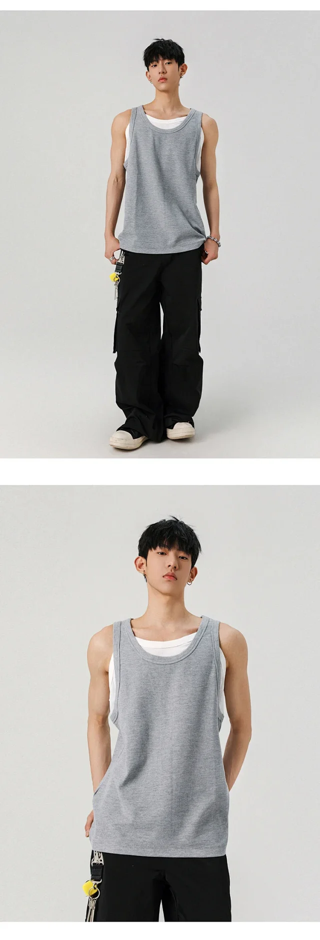 Men's Waffle Mock Two-Piece Tank Detail