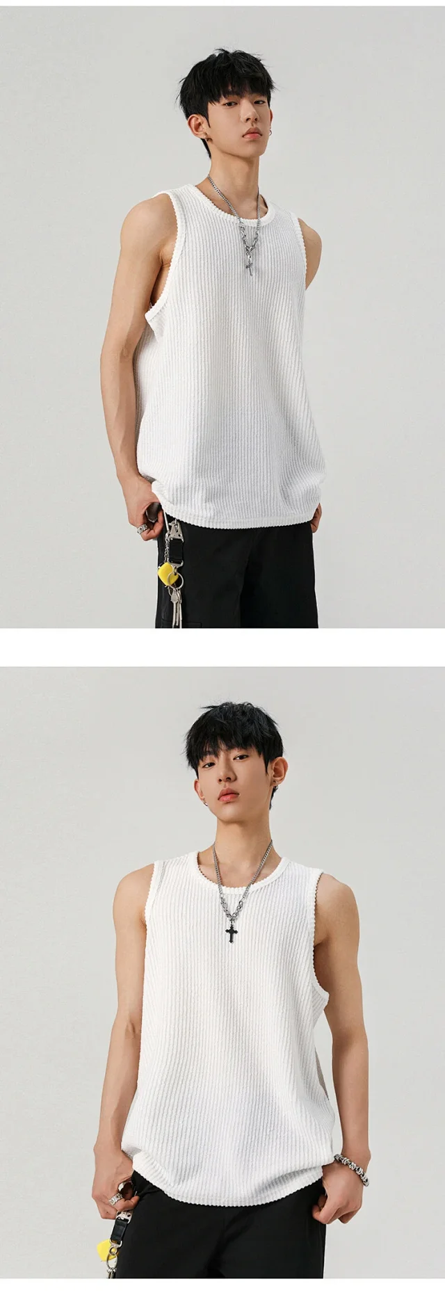 Men's Relaxed Street Sleeveless Vest Detail