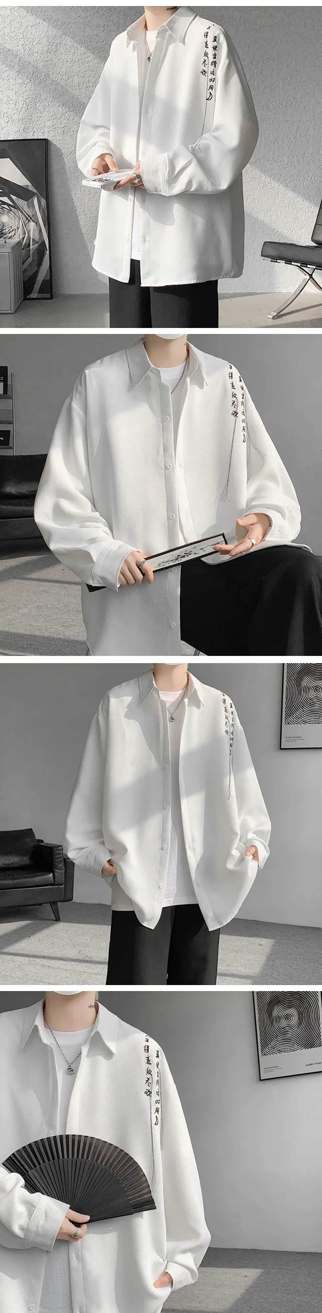 Men's Summer Retro Embroidered Shirt Detail