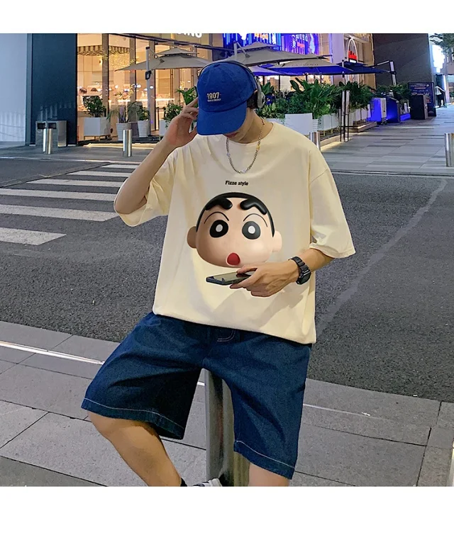Men's Heavyweight Cotton Cartoon Tee Loose Detail