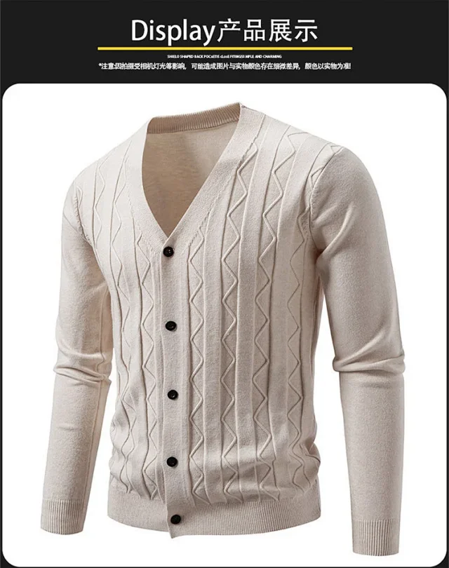 Men's Autumn Winter Knit Cardigan Korean Trendy Detail