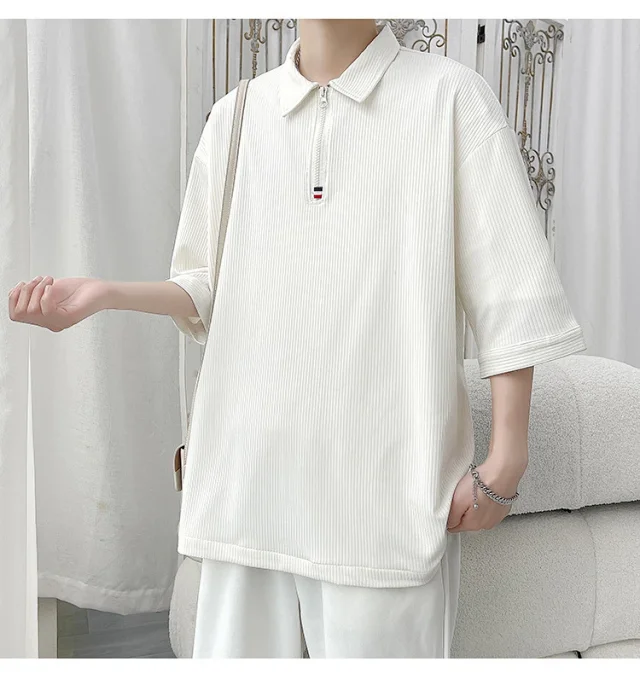 Men's Retro Quick-Dry Half-Zip Polo Detail