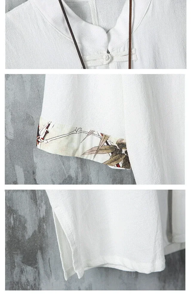 Wind Men's Chinese 3/4 Sleeve Shirt Detail