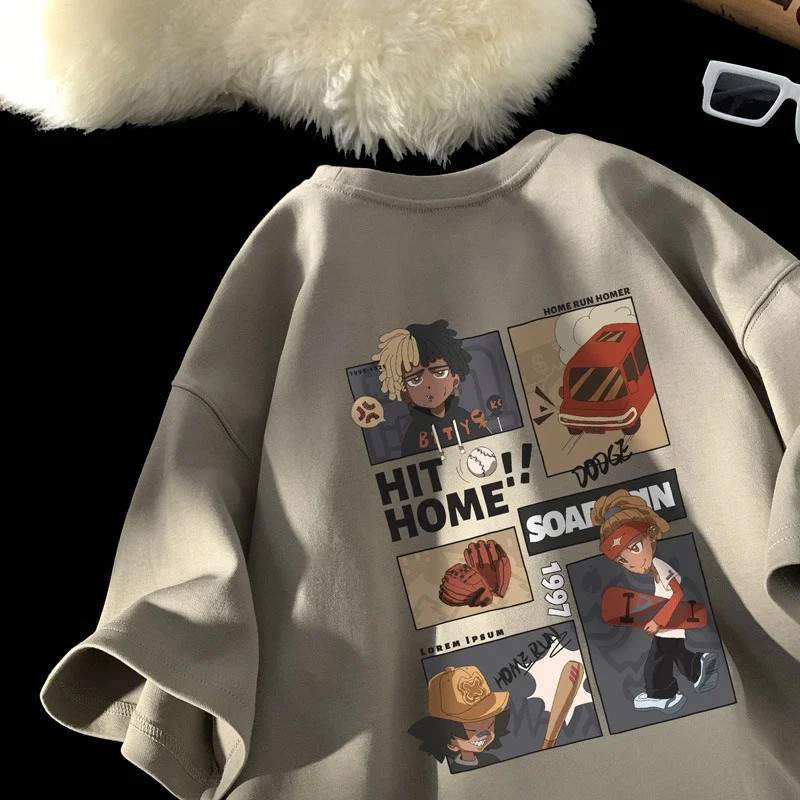 Men's Cartoon Print Heavyweight Cotton Tee