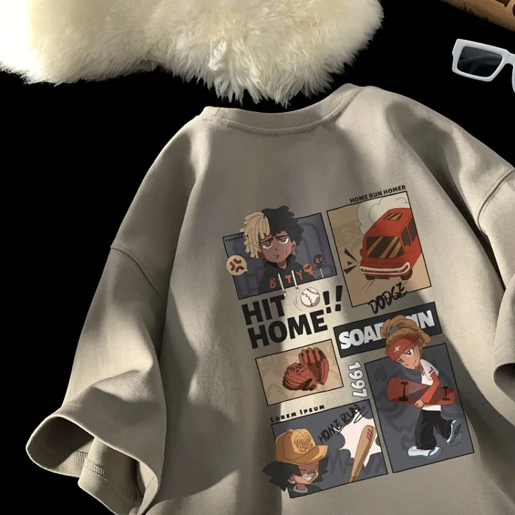 Men's Cartoon Print Heavyweight Cotton Tee