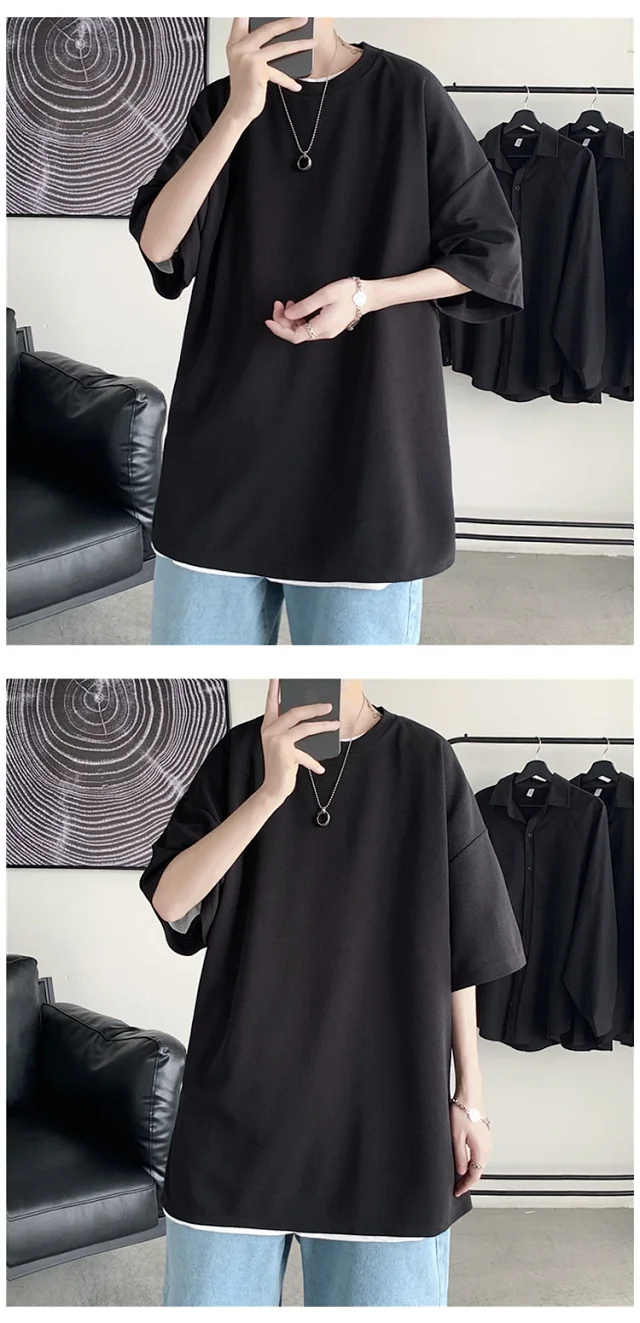 Men's 2025 Oversized Summer T - Shirt (Ins Hong Kong Style) Detail